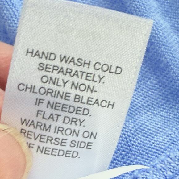 J. Jill Love Linen Top Large Light Blue Button Up Shirt Colorful Coastal - Picture 7 of 7